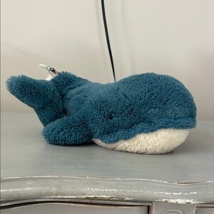 Jellycat Teal and Cream Plush Whale